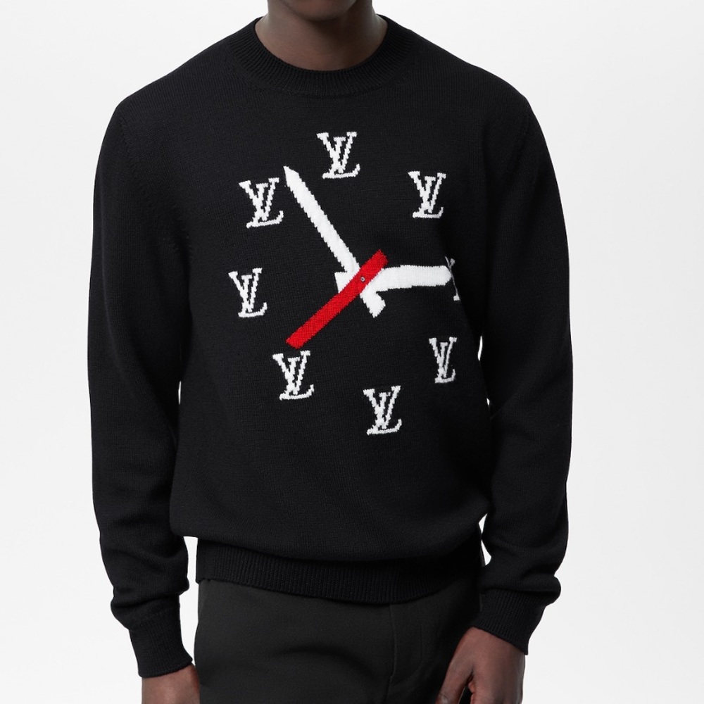 Louis Vuitton Clock Intarsia Pullover Crewneck Knit Sweater - L - Picture 2 of 4